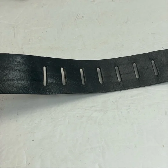 Black leather belt moto goth whimsigoth metallic - Picture 6 of 7